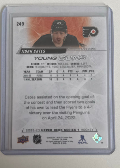 2022-23 Upper Deck Series 1 Noah Cates Young Guns Rookie UD Exclusives /100 #249