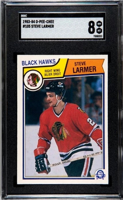 1983-84 O-Pee-Chee Steve Larmer SGC 8
